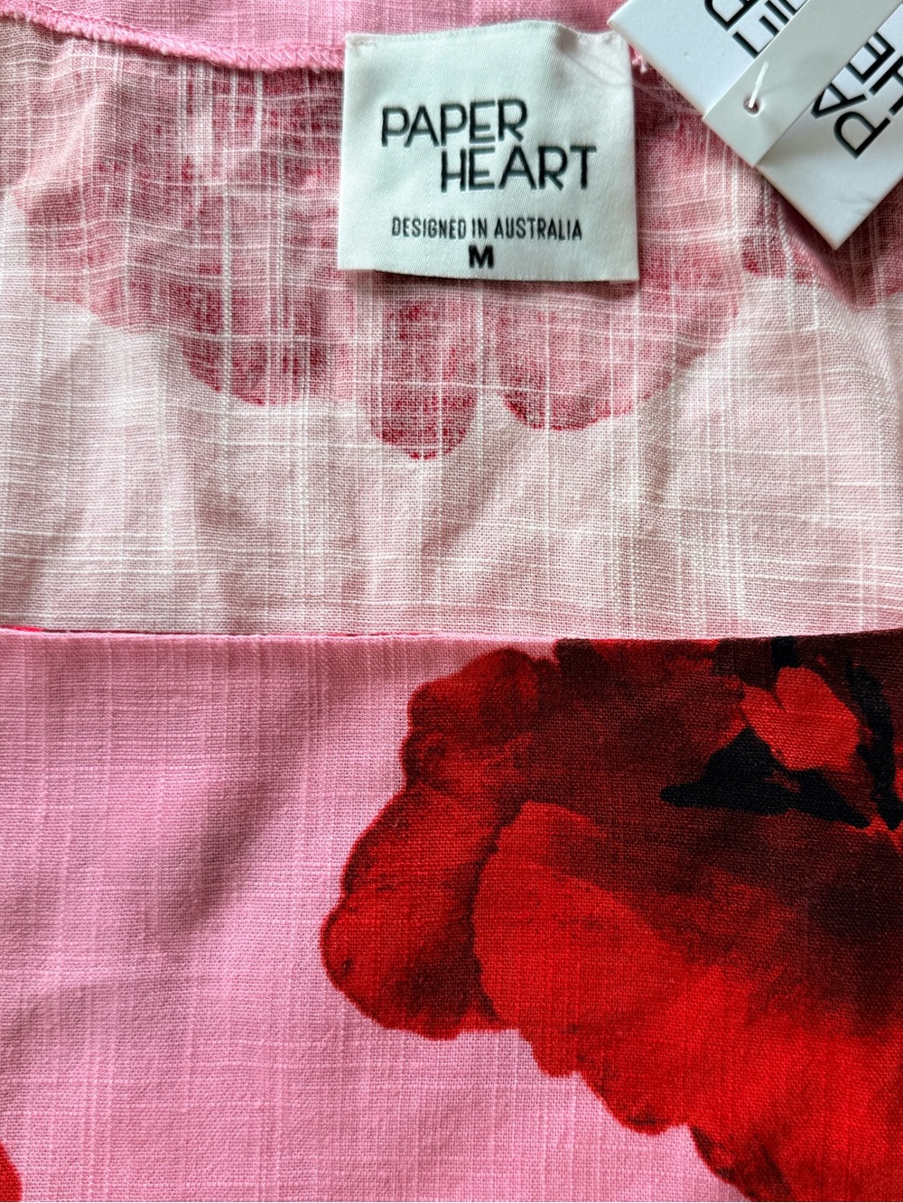 NWT Paper Heart Australia Pink Floral Linen Blend 2-Piece Midi Skirt Set M - Picture 4 of 4